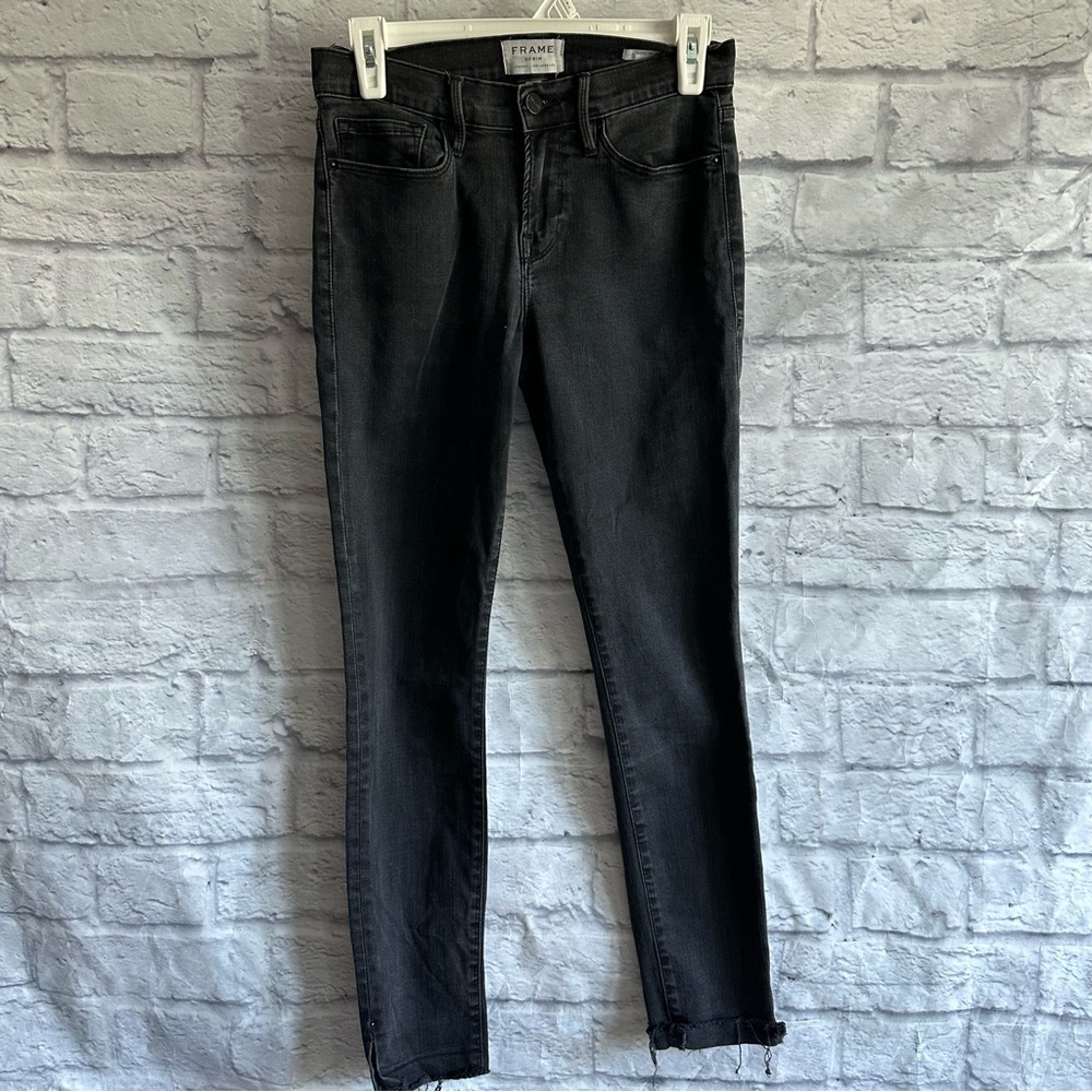 PREOWNED FRAME DENIM JEANS BLACK LE SKINNY DE JEANNE SIZE 28 WOMENS
